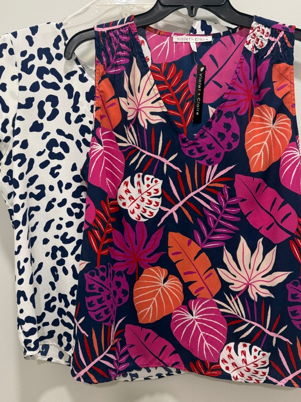2 Pretty Summer Print Lightweight Blouses, Size Large, NWT